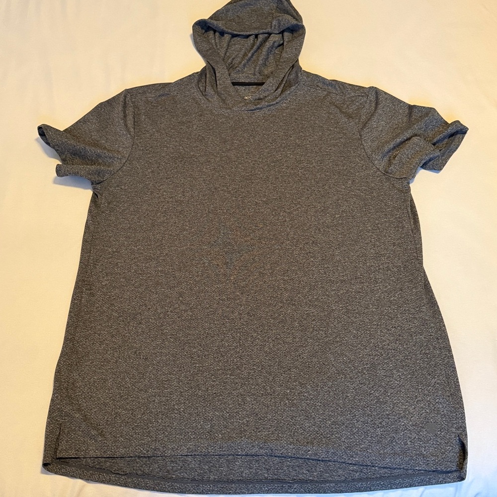 Apana Heather Gray Short Sleeve Hooded Top